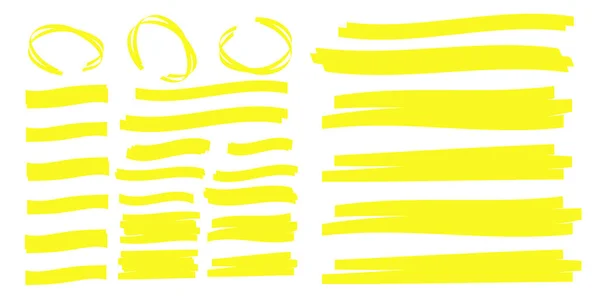 Hervorheben Gelber Striche Markierungsstrich Setzen Markierstift Glanz — Stockvektor
