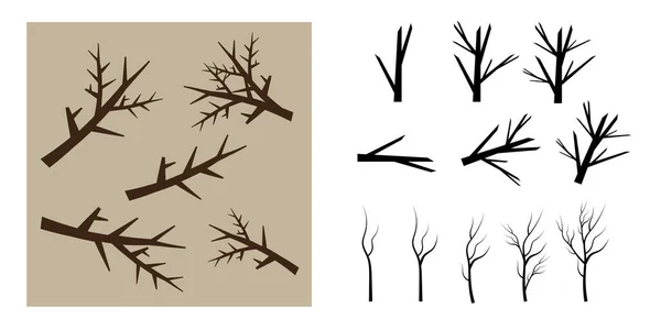 Silhouette Branches Arbres Vectoriels — Image vectorielle