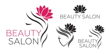 Güzel kadın vektör logo şablonu Kuaför Salonu, Güzellik Salonu, kozmetik. Güzel kadın vektör