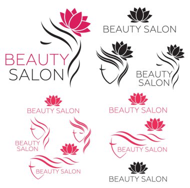 Güzel kadın vektör logo şablonu Kuaför Salonu, Güzellik Salonu, kozmetik. Güzel kadın vektör