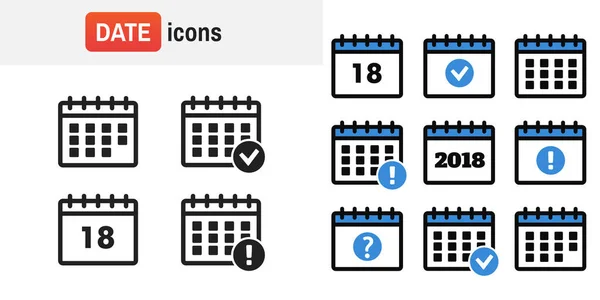 Vector Calendar Icons Event Add Delete Progress — Stock Vector