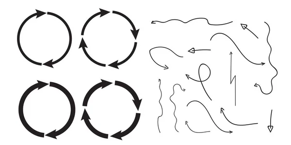 Rotující Kruhové Cyklické Šipky Znamení Opakování Otočte Nebo Otočte Šipku — Stockový vektor