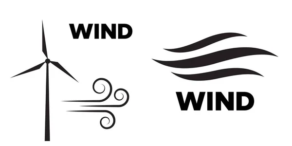 Wind Iconen Natuur Golf Stromend Koel Weer Klimaat Beweging — Stockvector