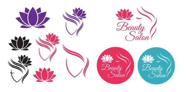 Hermosa Mujer Vector Logotipo Plantilla Para Salón Belleza Salón Belleza — Vector de stock