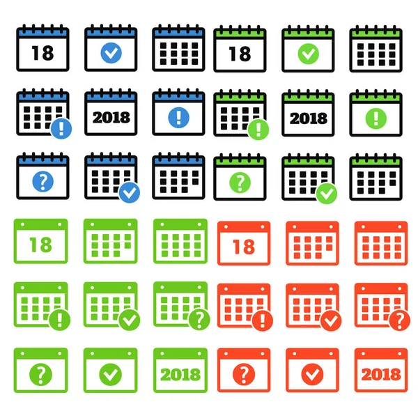 Pictogrammen Van Kalender Evenement Toevoegen Verwijderen Vooruitgang — Stockvector