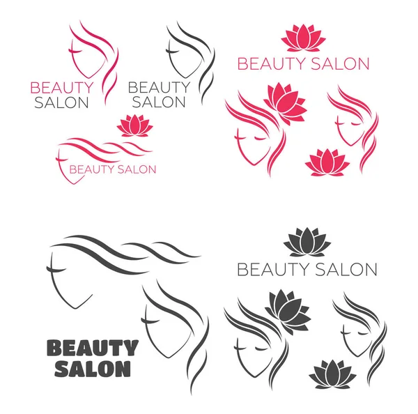 Piękna Kobieta Wektor Logo Szablon Dla Salon Fryzjerski Salon Kosmetyczny — Wektor stockowy