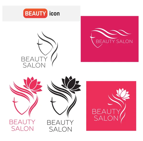 Piękna Kobieta Wektor Wzór Logo Dla Salonu Fryzjerskiego Salon Piękności — Wektor stockowy