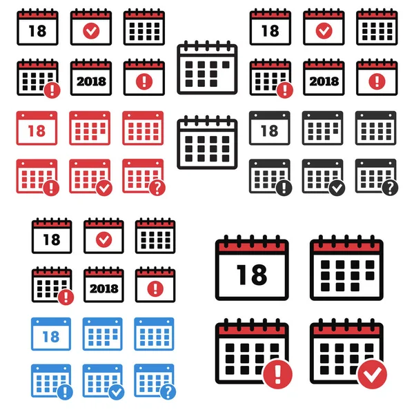 Vector Calendar Icons Event Add Delete Progress — Stock Vector