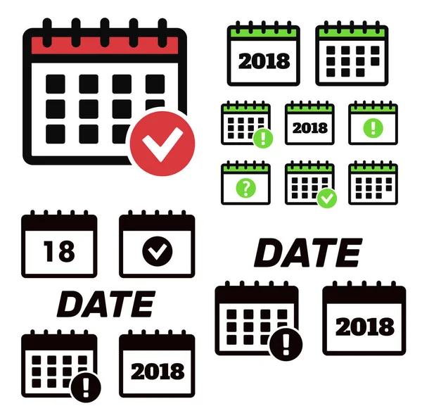 Ícones Calendário Vetorial Evento Adicionar Excluir Progresso — Vetor de Stock