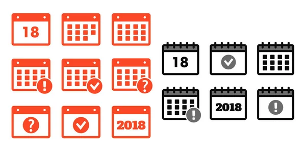 Ícones Calendário Evento Adicionar Excluir Progresso —  Vetores de Stock