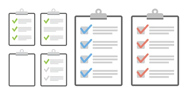 Klembord Checklist Plat Ontwerp Lijst Vector Illustratie Controleren — Stockvector