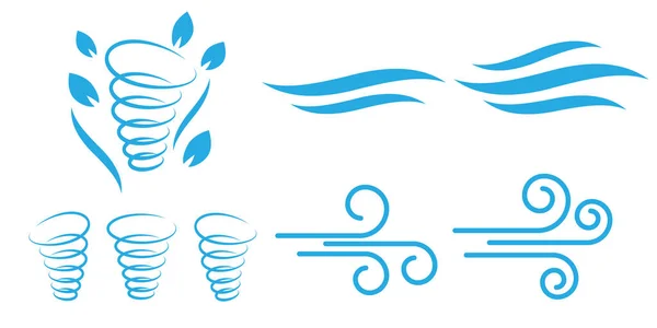 Iconos Del Viento Naturaleza Iconos Aire Vector Conjunto — Vector de stock