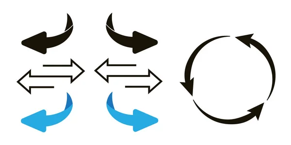 Rotierende Kreisförmige Zyklische Pfeile Wiederholungszeichen Überschlagen Oder Pfeil Drehen Umkehrzeichen — Stockvektor