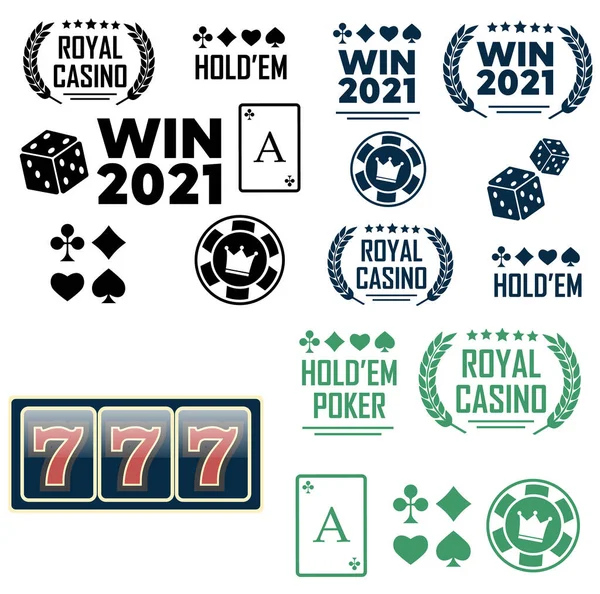 Poker Club Casino Vector Teken Set — Stockvector