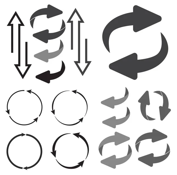 Flechas Giratorias Circulares Cíclicas Signo Recurrencia Vuelta Gira Flecha Signo — Vector de stock