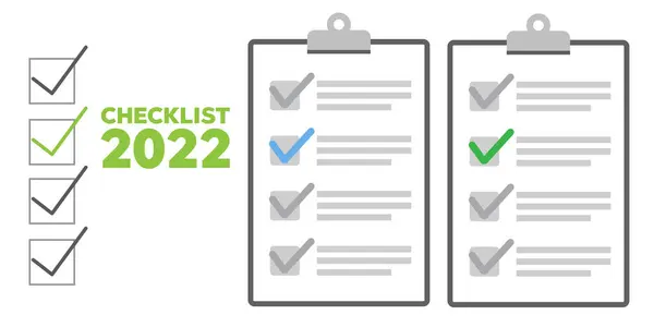 Klembord Checklist Plat Ontwerp Lijst Vector Illustratie Controleren — Stockvector