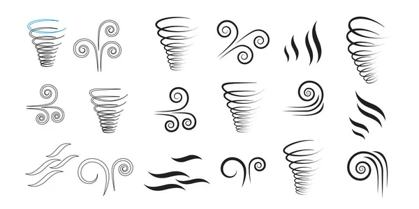 Wind Symbolisiert Die Natur Vektor Set Für Luftsymbole — Stockvektor