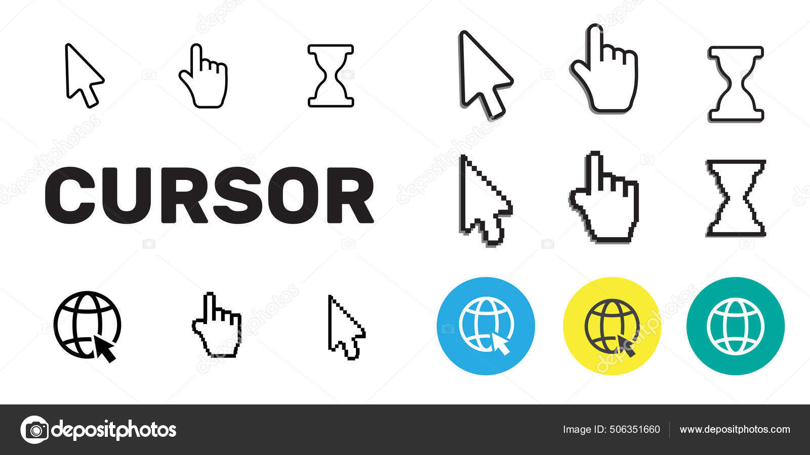 Pixel Curseurs Icônes Souris Flèche Main Curseur Ordinateur Souris image vectorielle par myub