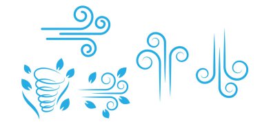 Düz Vektör simgesi - rüzgar simgesinin beyazı üzerine izole edilmesi - Vektör