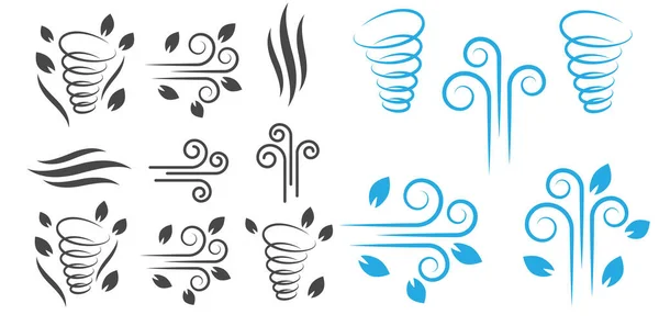 Viento Soplando Icono Vectorial Aislado Sobre Fondo Blanco Pictograma Simple — Vector de stock