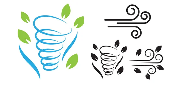 Iconos Del Viento Naturaleza Clima Fresco Clima Vector — Archivo Imágenes Vectoriales