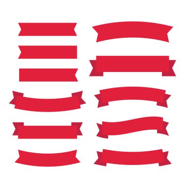 Düz vektör şeritleri izole edilmiş. Kurdeleler