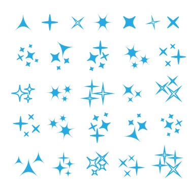 Siyah parıltılar, parlayan ışık etkisi yıldızlar ve patlamalar vektör kümesi. Parlak havai fişek, dekorasyon pırıltısı, parlak ışık vektörü çizimi