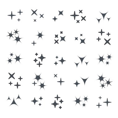 Işıltılı çizgi simgeleri. Siyah parıltı sembolleri vektör eps10