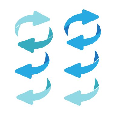 Dönen, dairesel, döngüsel oklar. Tekrarlama işareti. Arkanı dön ya da oku çevir. Ters işaret