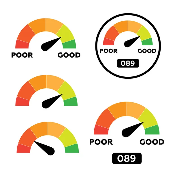 Vetor Medidores Baixo Moderado Alto Eps —  Vetores de Stock