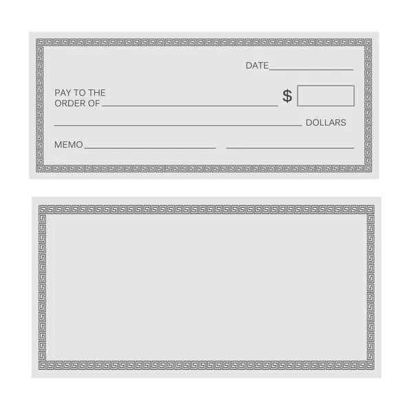 Comprobación en blanco. Plantilla de cheque bancario Set vector — Archivo Imágenes Vectoriales