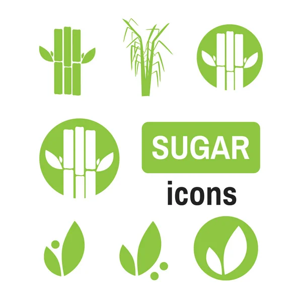 Caña de azúcar de caña. Caña de azúcar iconos planos conjunto ilustración vector — Vector de stock