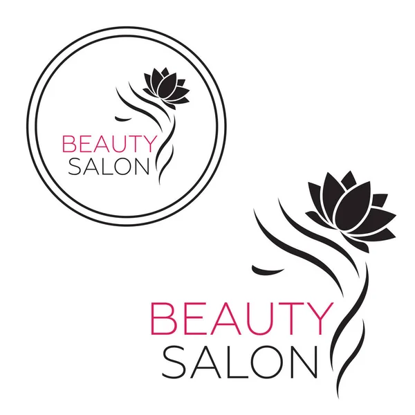 Belle femme modèle de logo pour salon de coiffure, salon de beauté, cosmétique — Image vectorielle