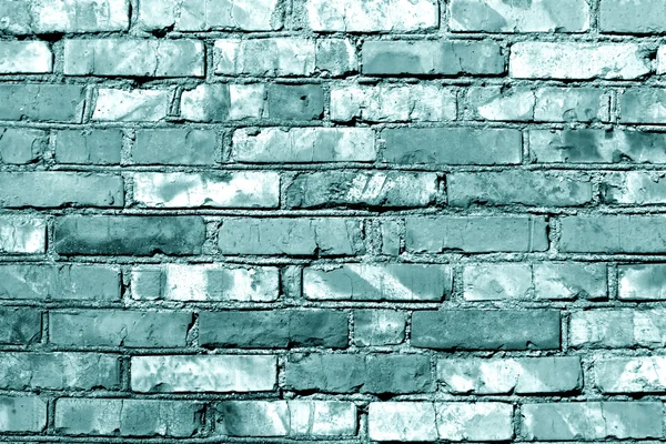 Grungy cyan toned brick wall texture. — Stock Photo, Image