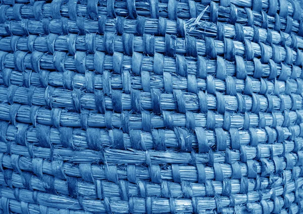 Cesta Hecha Mano Vieja Hecha Hierba Seca Tono Azul Marino — Foto de Stock