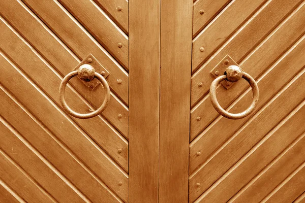 Old Metal Door Hinge Wooden Door Orange Tone Abstract Background — Stock Photo, Image