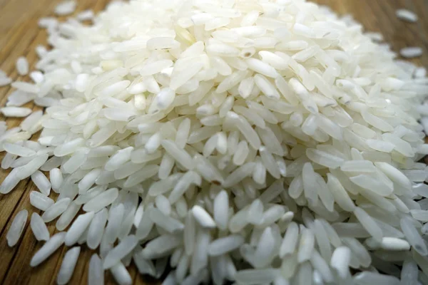 Arroz Blanco Sobre Tabla Madera Cocinar Ingredientes Alimentarios — Foto de Stock