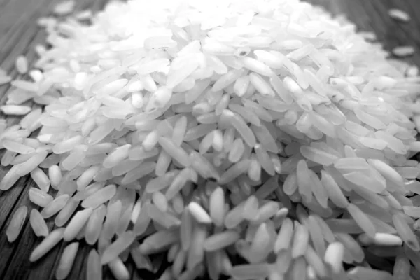 Білий Рис Дерев Яній Дошці Чорно Білий Кулінарія Харчові Інгредієнти — стокове фото