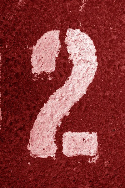 Numero Due Asfalto Tono Rosso Segni Simboli — Foto Stock