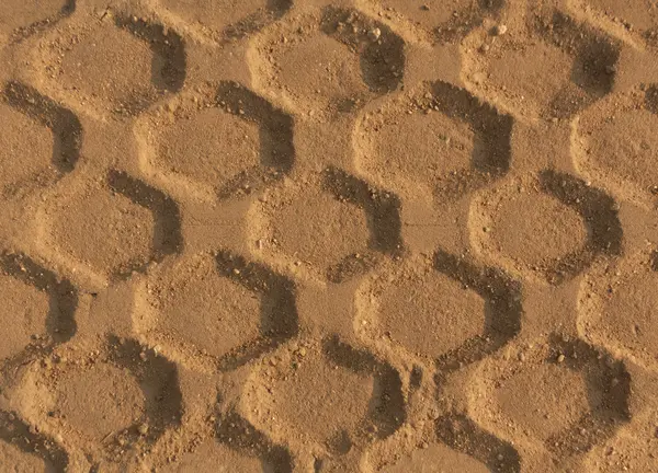 Tires tracks on sand. — Stock Photo, Image