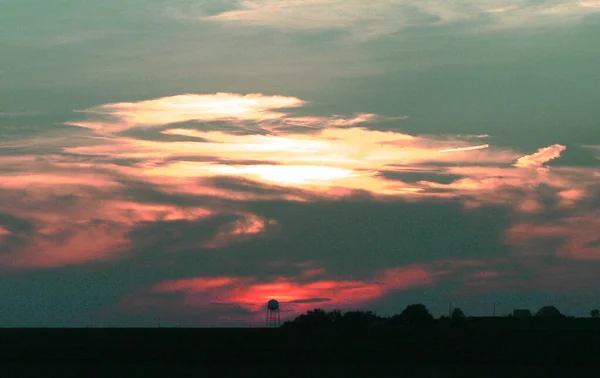 Sunset Rural Kansas — Stock Photo, Image