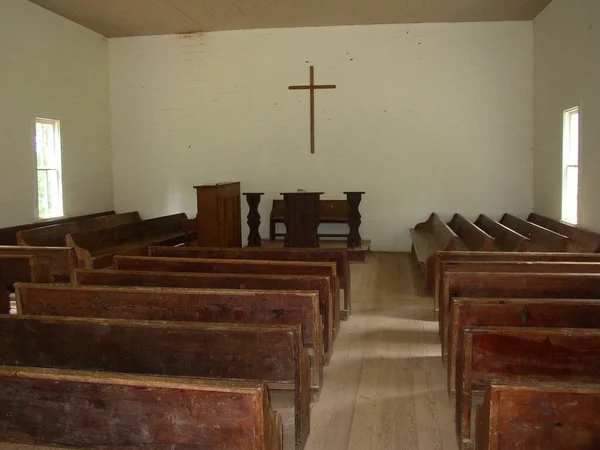 Dentro Cades Cove Iglesia Metodista — Foto de Stock