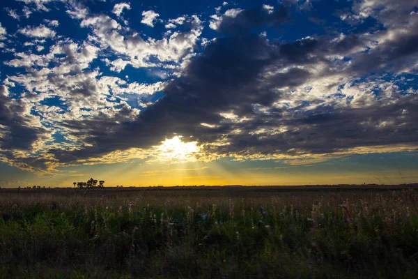 Sonnenuntergang Über Ranchland Südflorida — Stockfoto