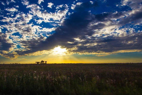 Sonnenuntergang Über Ranchland Südflorida — Stockfoto