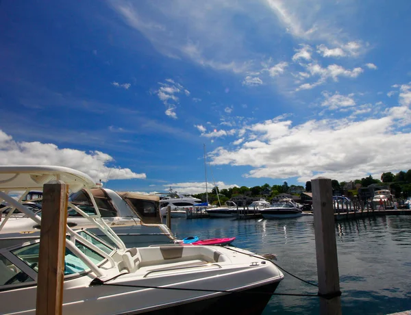 Charlevoix Südpier Lichtstation Charlevoix Michigan — Stockfoto