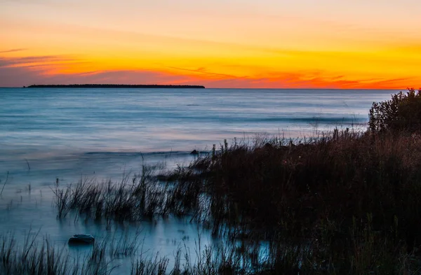 Захід Сонця Озері Мічиган Верхній Півострів Мічиган — стокове фото
