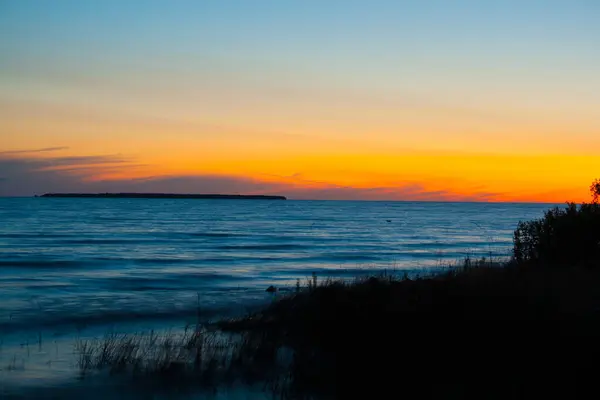 Puesta Sol Lago Michigan Península Alta Michigan — Foto de Stock