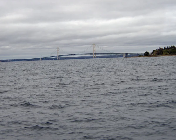 Γέφυρα Mackinac Που Μεταφέρει Στο Michigan — Φωτογραφία Αρχείου