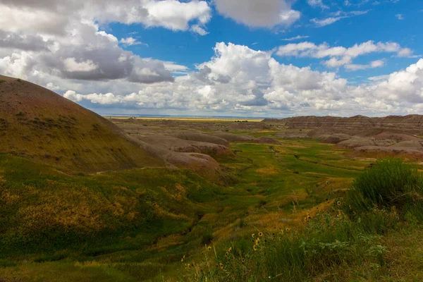 Sárga Dombok Kilátással Vadvidék Nemzeti Park Dél Dakota — Stock Fotó