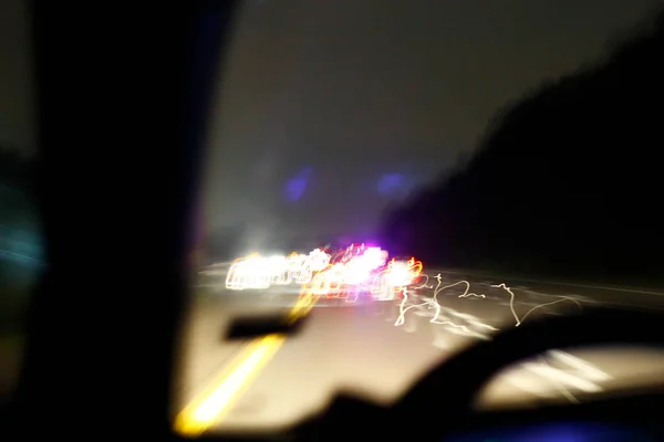 Light Trails Seen Cars Night — Stock Photo, Image